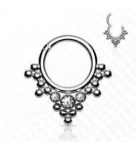 Кольцо кликер из титана с фианитами Pirslab RHT58 серьга для пирсинга септума, трагуса и хеликса, брови, губ (диаметр от 8 мм до 10 мм)