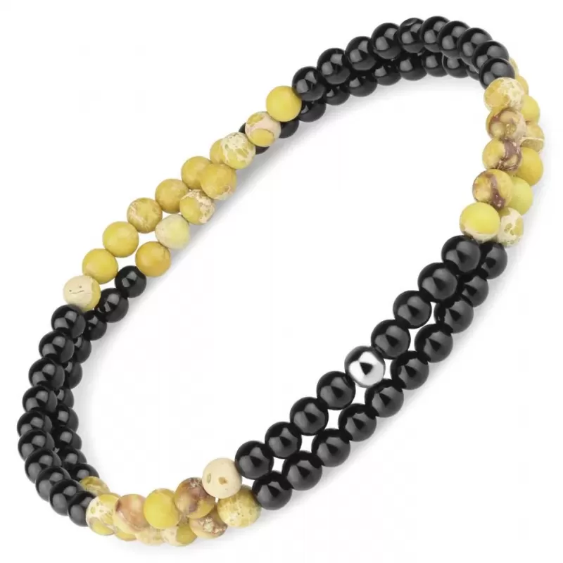 Браслет в два оборота Everiot Select LNS-2280 из агата и яшмы