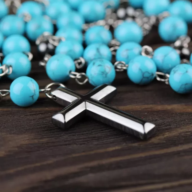 Розарий с крестом Everiot Select LNS-3067 из бирюзы и гематита