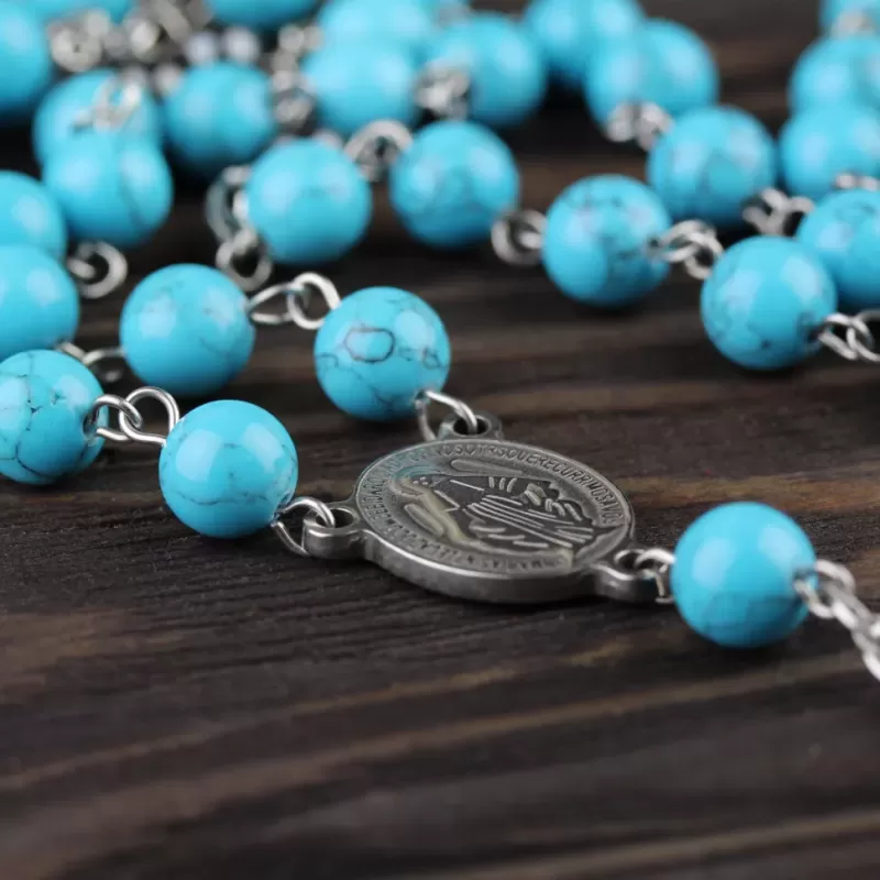 Розарий с крестом Everiot Select LNS-3067 из бирюзы и гематита