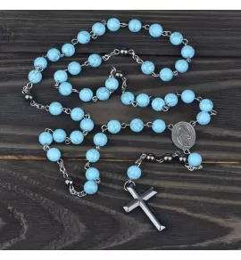 Розарий с крестом Everiot Select LNS-3067 из бирюзы и гематита