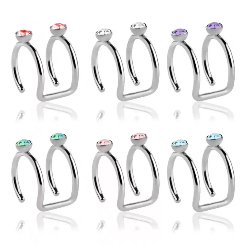 Серьга кафф (обманка, клипса) на хеликс с фианитами TATIC RSFX-05 имитация пирсинга хряща уха