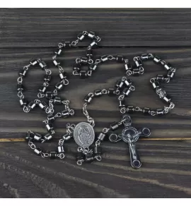 Мужской розарий из гематита с крестом Everiot Select LNS-3082