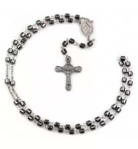 Мужской розарий из гематита с крестом Everiot Select LNS-3082