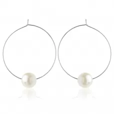 Женские серьги-кольца из стали Everiot SE-ZS-1871 с имитацией жемчуга