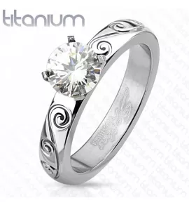 Помолвочное кольцо из титана Spikes R-TI-4396 с фианитом
