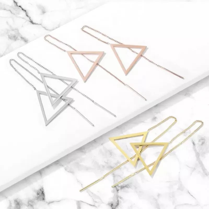 Женские серьги-протяжки из стали TATIC SE3650 в форме треугольника