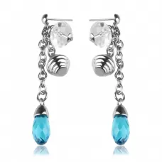 Серьги Everiot AAB-256ESS из стали с голубыми кристаллами