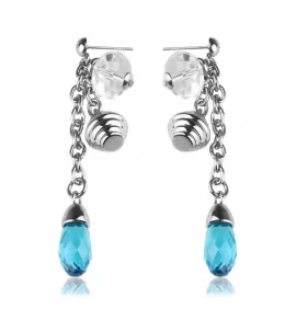 Серьги Everiot AAB-256ESS из стали с голубыми кристаллами