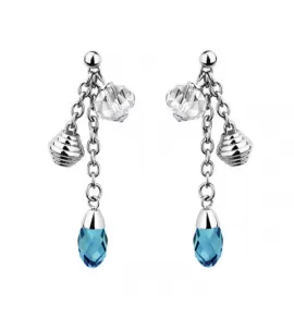 Серьги Everiot AAB-256ESS из стали с голубыми кристаллами