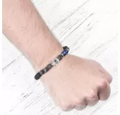 Браслет Everiot STB-MJ-1767 из лавы и лазурита с символом Хамса