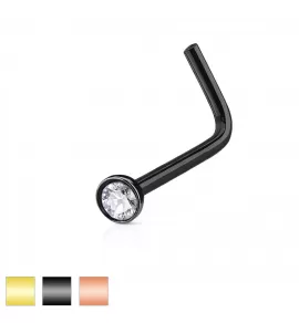 Серьга-гвоздик (нострил) для пирсинга крыла носа PiercedFish NOLT03 с фианитом
