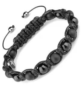 Мужской браслет Шамбала из черного агата Everiot Select LNS-2278 с крестом