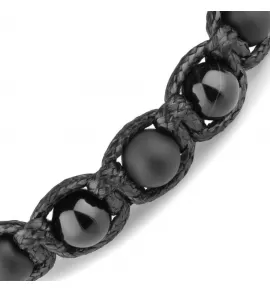 Мужской браслет Шамбала из черного агата Everiot Select LNS-2278 с крестом