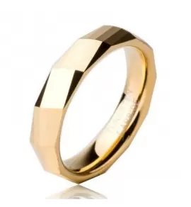 Кольцо из вольфрама Lonti TU-068RG золотистое с геометрическими гранями