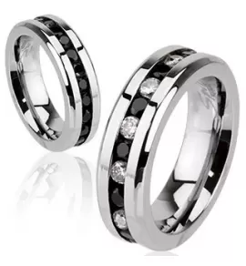 Кольцо из стали Spikes R-H1572-6, с фианитами по кругу