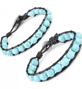 Плетеный браслет ручной работы Everiot Select LNS-3068 из бирюзы