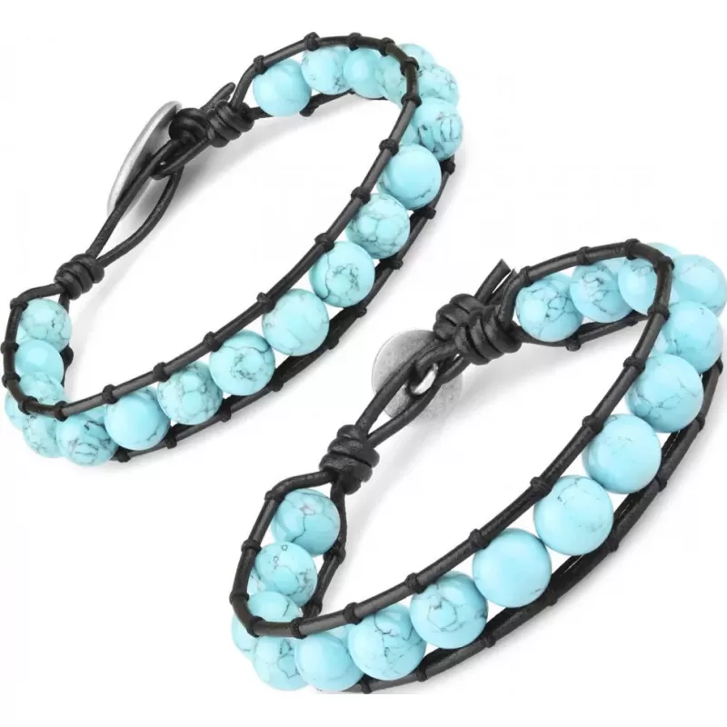 Плетеный браслет ручной работы Everiot Select LNS-3068 из бирюзы