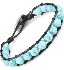 Плетеный браслет ручной работы Everiot Select LNS-3068 из бирюзы