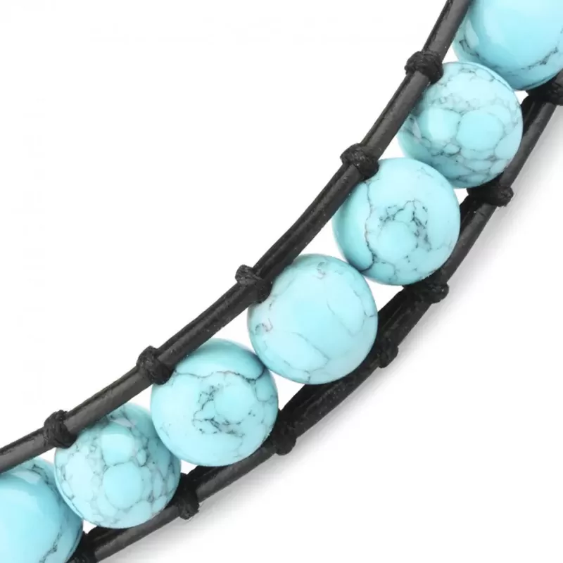 Плетеный браслет ручной работы Everiot Select LNS-3068 из бирюзы