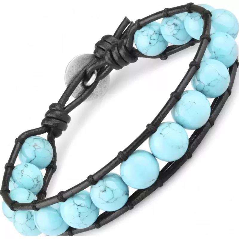Плетеный браслет ручной работы Everiot Select LNS-3068 из бирюзы