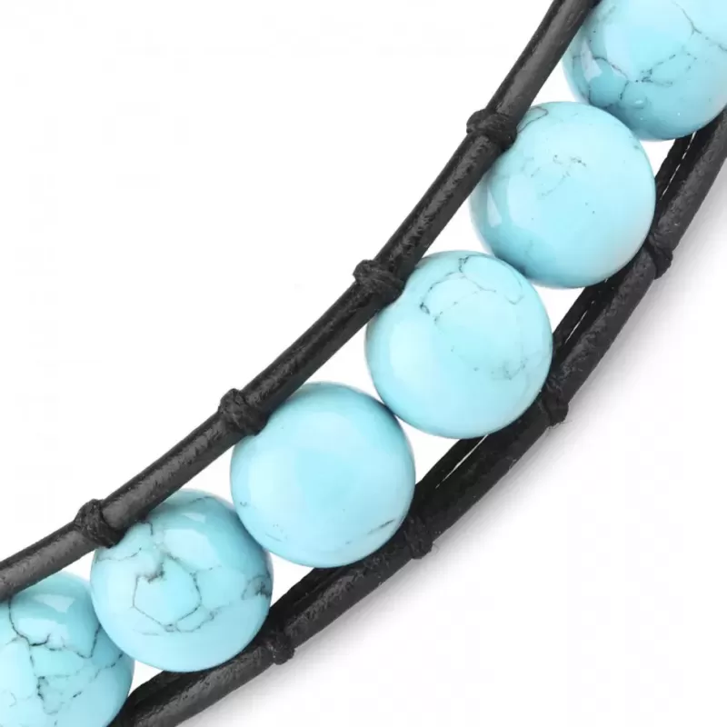 Плетеный браслет ручной работы Everiot Select LNS-3068 из бирюзы