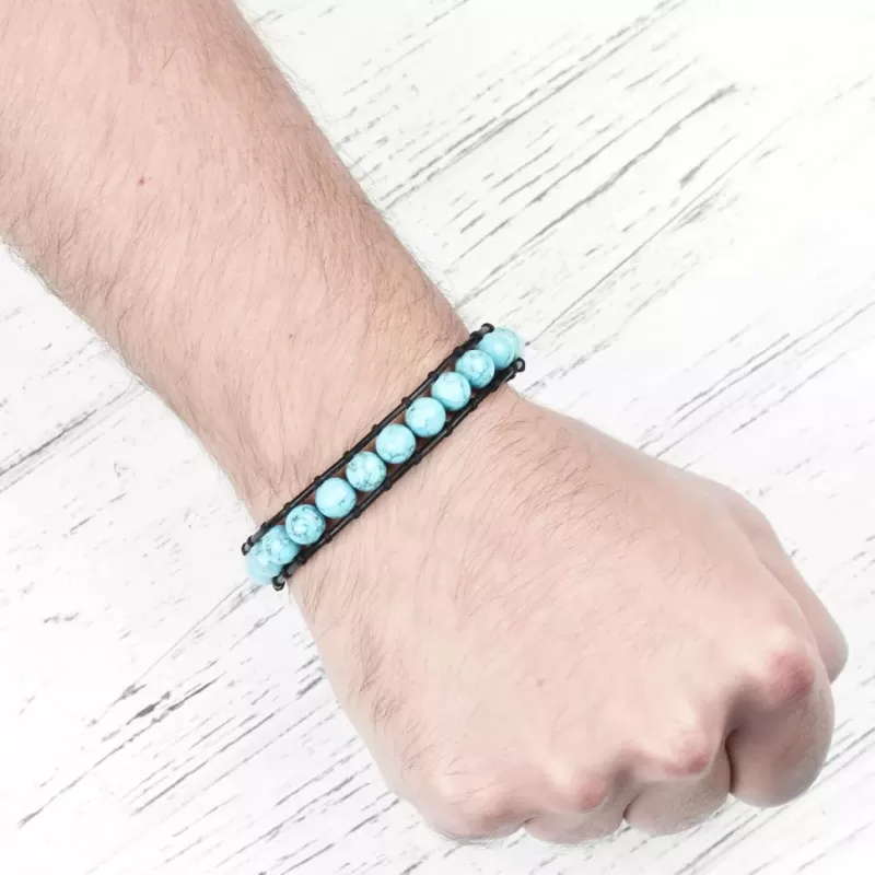 Плетеный браслет ручной работы Everiot Select LNS-3068 из бирюзы