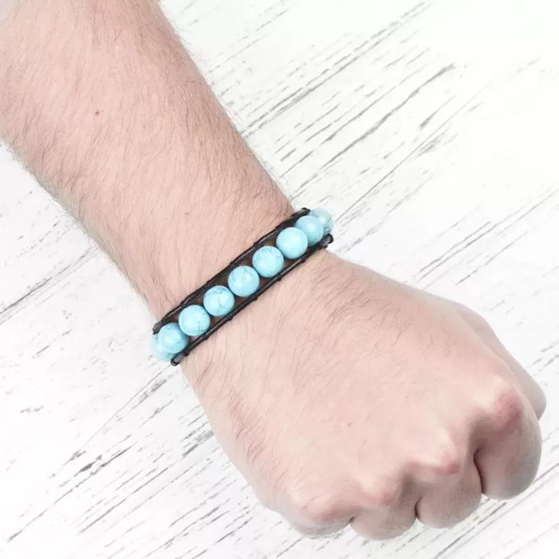 Плетеный браслет ручной работы Everiot Select LNS-3068 из бирюзы