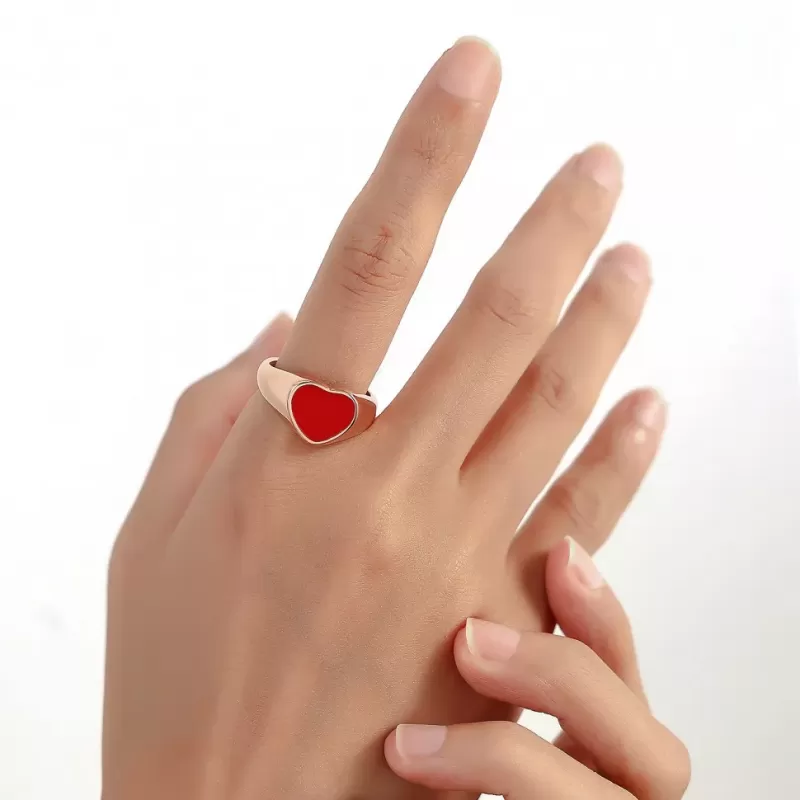 Женское кольцо печатка сердце TATIC RSS-7679-RD из ювелирной стали