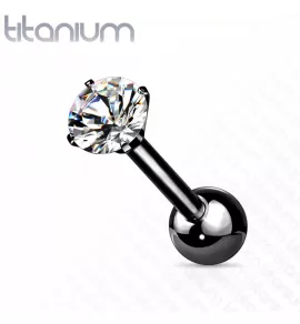 Титановая штанга Pirslab T23J04-KC для пирсинга хряща уха (хеликс, трагус) с фианитом