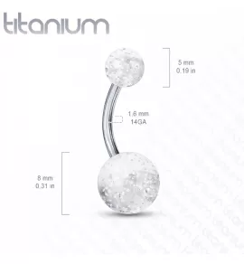 Серьга банан для пирсинга пупка из титана Pirslab --T23NL2-R с блестящими шариками из акрила