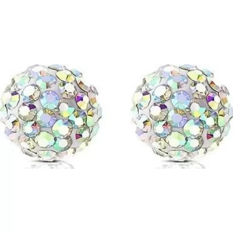 Серьги-гвоздики из стали TATIC NO-SSEF1 с цветными фианитами