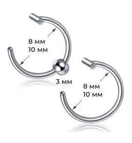 Набор 2 шт. серьга для имитации пирсинга PiercedFish SET-RSFX-0022-K из стали, на хрящ ух, хеликс, губу, нос