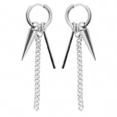 Стальные серьги-трансформеры (кольца) Everiot SE-ZS-1907 со съемными подвесками, цепочками и шипами