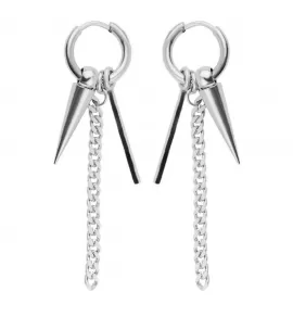 Стальные серьги-трансформеры (кольца) Everiot SE-ZS-1907 со съемными подвесками, цепочками и шипами