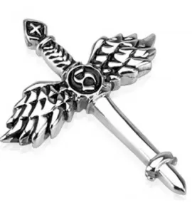 Мужской стальной кулон CARRAJI --SSP-12330 меч с крыльями