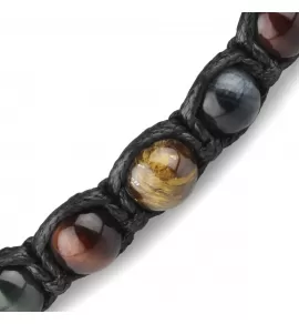 Браслет Шамбала Everiot Select LNS-8037 из камней тигровый, бычий и соколиный глаз