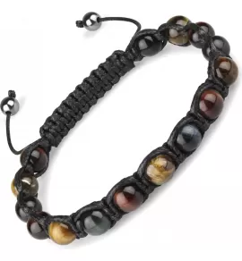 Браслет Шамбала Everiot Select LNS-8037 из камней тигровый, бычий и соколиный глаз