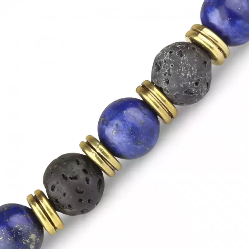 Браслет Everiot STB-MJ-1754 из лавы и лазурита с головой Будды