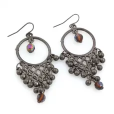 Серьги-шандельеры Indigo ING-RR-165 с радужными кристаллами Медная чешуя