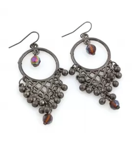 Серьги-шандельеры Indigo ING-RR-165 с радужными кристаллами Медная чешуя