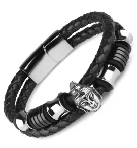 Мужской кожаный браслет Everiot Select LNS-5035 с головой Будды
