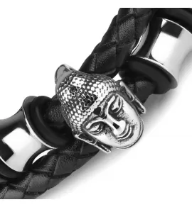 Мужской кожаный браслет Everiot Select LNS-5035 с головой Будды