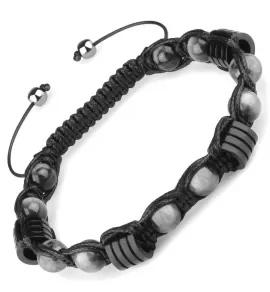 Мужской браслет Everiot Select LNS-2282 Шамбала из камня соколиный глаз со стальными вставками