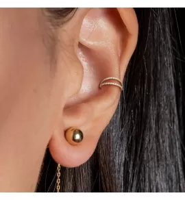 Двойное кольцо кликер из стали c фианитами PiercedFish PC73 серьга для пирсинга септума, трагуса и хеликса, брови, губ, сосков, пупка, розовое золото