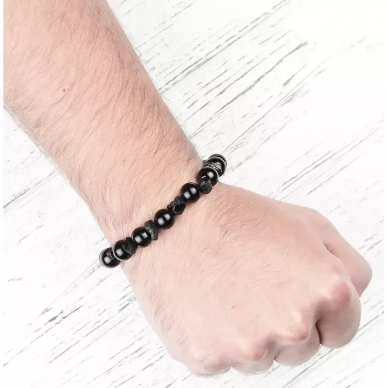 Браслет на резинке Everiot Select LNS-0242 из турмалина и агата