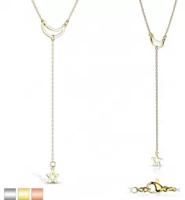 Женское колье  из цепочки со звездой и полумесяцем TATIC SNP-1457 из стали