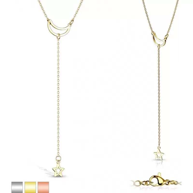 Женское колье  из цепочки со звездой и полумесяцем TATIC SNP-1457 из стали