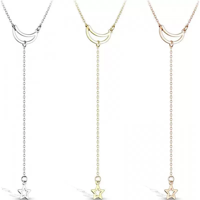 Женское колье  из цепочки со звездой и полумесяцем TATIC SNP-1457 из стали