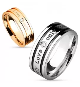 Кольцо из стали TATIC R-M4582 для влюбленных с фианитом